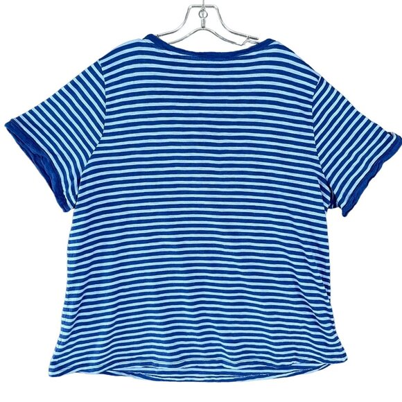 Talbots Top Womens 2X Blue Striped Nautical Sailor Stretch Casual Office Norm - Picture 10 of 16